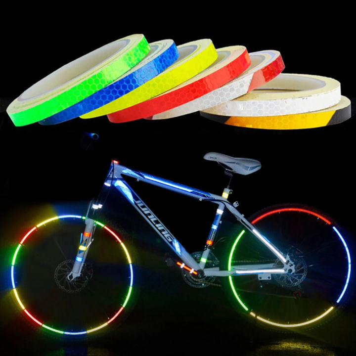 scape-สติกเกอร์ติดไฟติดล้อจักรยานจักรยานเสือภูเขาตกแต่งแต่งรถ1cm-x-8m-เทปกาวเทปสะท้อนแสงสติ๊กเกอร์สะท้อนแสงจักรยานแถบสะท้อนแสง