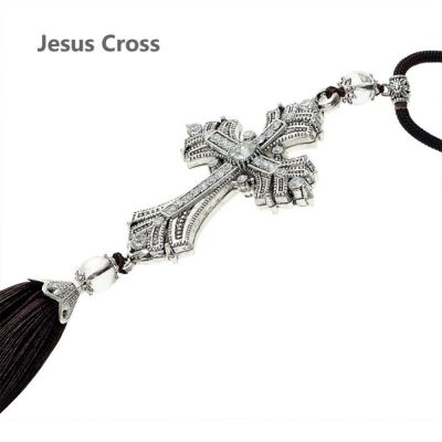 【jw】✶❈  Moda novo estilo strass cruz jesus cristão espelho retrovisor do carro pendurado pingente decoração acessórios suprimentos produtos