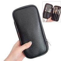 Black Waterproof Double Zipper Makeup Brushes Case Women Cosmetic Bags Portable Travel PU Brush Holder Storage Bags Makeup Case