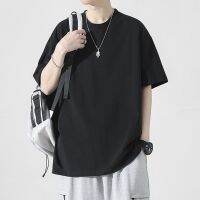 ℗❧ ZARA loose short-sleeved T-shirt for men black summer new mens trendy top round neck pure cotton half-sleeved T-shirt for men