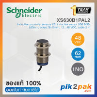 XS630B1PAL2 : Inductive proximity sensors XS, inductive sensor XS6 M30, L62mm, brass, Sn15mm, 12...48 VDC, cable 2 m