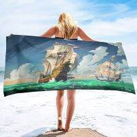 【CC】△✕❖  Microfiber Pirate Ship Beach BlanketSand Proof Pool for Sport