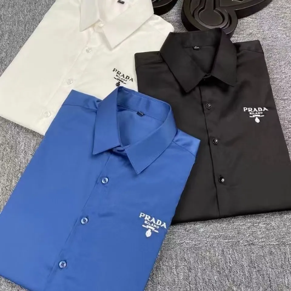 PRADA New Fashion Brand Embroidery All-match Business Shirt Casual Shirt  Men's Fashion Anti-wrinkle Long Sleeves | Lazada PH