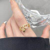 Korean Version Zircon Hollow Heart Rings for Women Romantic Sweet Banquet Pendant Couple Hot Selling Party Girls Jewelry