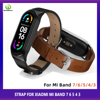 BassPal สายรัดข้อมือโลหะหนัง PU คลาสสิกสำหรับ Xiaomi Miband 3 4 5 6 7สร้อยข้อมือทุกรุ่นสำหรับ Mi Band 7 Correa สร้อยข้อมืออัจฉริยะ