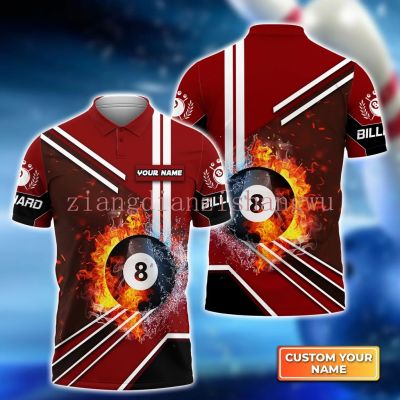 Billiard 8 Ball Thunder Lightning Personalized 3D Printed Men Polo Shirt Summer Street POLO shirt Gift For Billiard Players TShirt