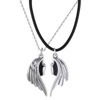 benhouse 2pcs Devil And Angel Couple Necklace Lovers leather clavicle chain Pendant Necklaces