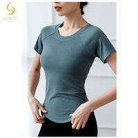 Women Sport Short Sleeved T Shirt Elasticity Fitness Sports Slim Sweat Sportswear Yoga y Tops