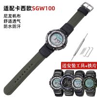 ผ้าใบไนลอน Casio Casio นาฬิกาข้อมือสายคล้อง SGW เงินชาย-100 200ชิ้นส่วนเปลี่ยน Original 3157