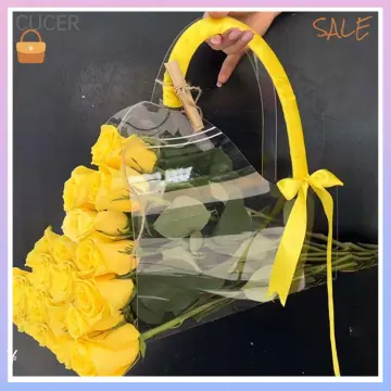 SHIOK 10pcs Transparent Tote Bag Suitable (You had me at hello) For Gifting Flower  Bouquet Cake