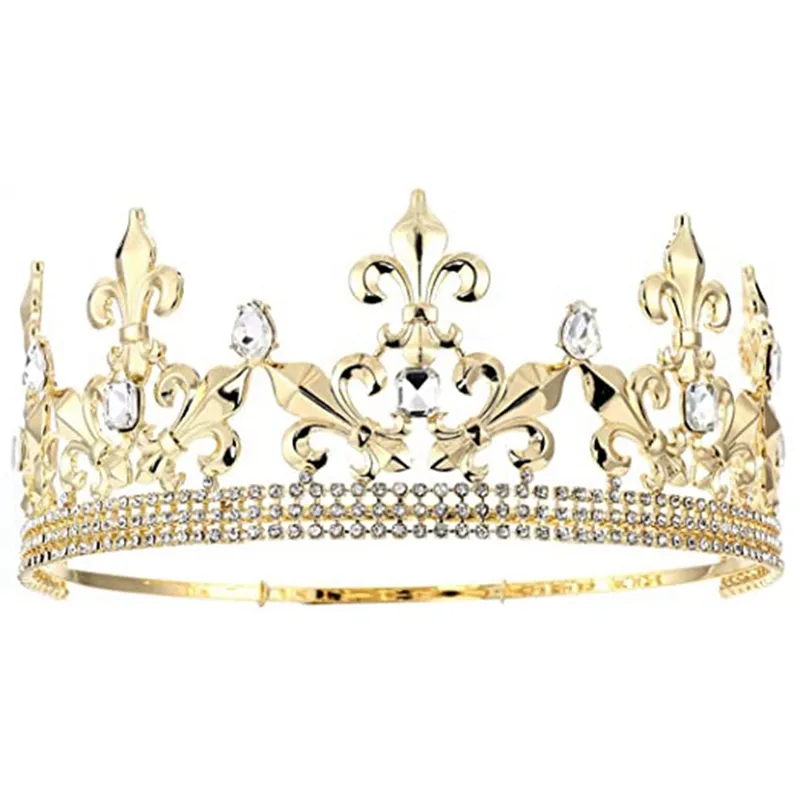 Gold King Crown For Men Adjustable Imperial Medieval Birthday Crown Prom Kings Lazada