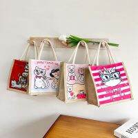 Influencer Hot-Selling Linen Tote Bag Fashion Trendy Cotton Cartoon Anime Lunch Small List Shoulder 【AUG】