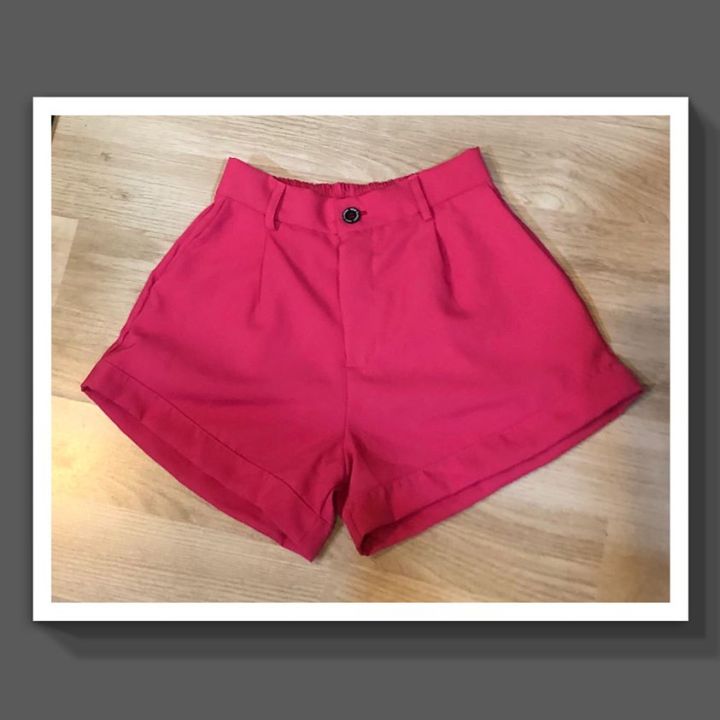 momint-shop-กางเกงขาสั้นทรงบาร์บี้-กางเกงบาร์บี้-สม็อคหลัง-ซิปหน้า-กางเกงแฟชั่น-woman-clothes-มีให้เลือก-10สี
