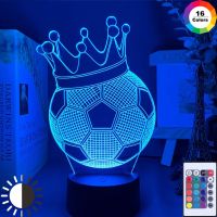 3d Illusion Kids Night Light Football Crown 7 Colors Changing Nightlight for Child Bedroom Atmosphere Soccer Room Desk Lamp Gift Night Lights