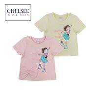 Chelsee เสื้อยืดคอกลม เด็กผู้หญิง รุ่น 237832 ปักโบว์ ลายบัลเลต์สเก็ต ผ้า 100%Cotton อายุ 2-10ปี เสื้อผ้าเด็กโต เสื้อผ้าแฟชั่นเด็ก