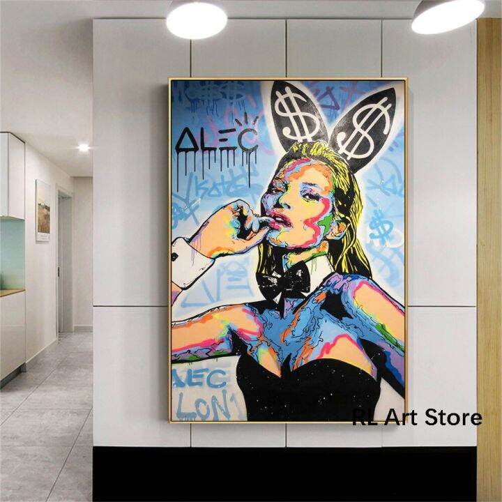 kate-moss-bunny-โดย-alec-monopoly-pop-art-ผ้าใบม้วน-hd-พิมพ์ภาพวาดภาพ-home-decor-wall-art-ขนาดใหญ่ตกแต่ง