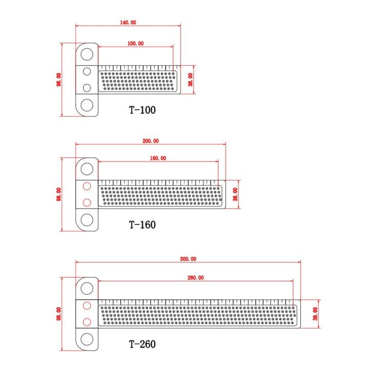 อาลักษณ์งานไม้100-260มม-ไม้บรรทัดชนิด-t-type-ไม้บรรทัดวัดอะลูมินัมอัลลอยวาดเส้นเครื่องวัดทำเครื่องหมายเครื่องมือวัด-diy