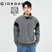 GIORDANO Men Sweatshirts Contrast Color Polar Fleece Sweatshirts Half-Zip Placket Warm Fashion Casual Sweatshirts 13023871