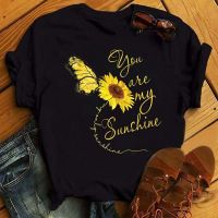 Erfly Kiss Sunflower Print T Shirt Fashion O Neck Short Sleeve Tshirt Summer Tee Shirt Top Casual Tshirt