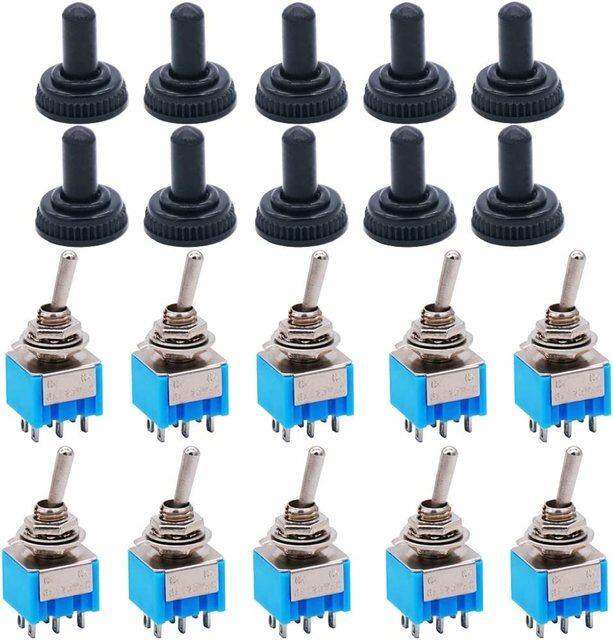 10pcs-mini-blue-mts-202-miniature-toggle-switch-dpdt-mts202-on-on-120vac-6a-waterproof-cap-toggle-switch