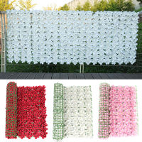 【cw】Artificial Fence Balcony Screen High-density Cherry Blossom Leaves Wall Fake Flower Lawn Backdrop Panels Wall Fence Garden Decor ！