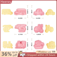 ? Heeney 6pcs 3D Car Plane Cookie CUTTER บิสกิตแม่พิมพ์รถไฟรถขนส่งเบเกอรี่ STAMP Press liver fondant cake cutters