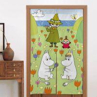 34x56in แผงม่านประตู Moomin,ม่านประตูความร้อนเป็นลมฉนวนเพื่อความเป็นส่วนตัวสำหรับหน้าต่าง/ห้องนั่งเล่น/ประตู