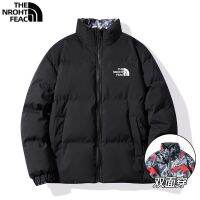 TNF เสื้อขนเป็ดด้านที่ใส่2ชั้นสำหรับผู้ชาย,ขนาดตัวใหญ่ทรงหลวมเสื้อขนเป็ดเป็ดสีขาวหนาทรงหลวมหน้าหนาว