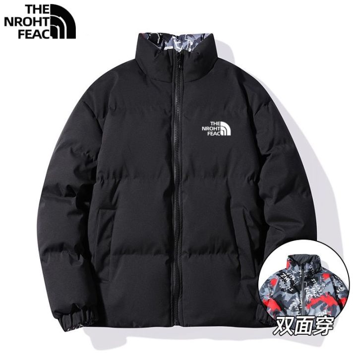 tnf-เสื้อขนเป็ดด้านที่ใส่2ชั้นสำหรับผู้ชาย-ขนาดตัวใหญ่ทรงหลวมเสื้อขนเป็ดเป็ดสีขาวหนาทรงหลวมหน้าหนาว