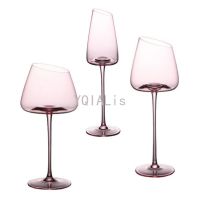 Popular Pink 250-650ml Handmade Crystal Goblet Oblique Mouth Red Wine Champagne Art Reserva Cups Gift Drinkware