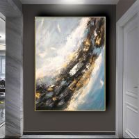 บทคัดย่อ Gold Oil Painting - Modern Nordic Canvas Wall Art For Home &amp; Living Room Decor