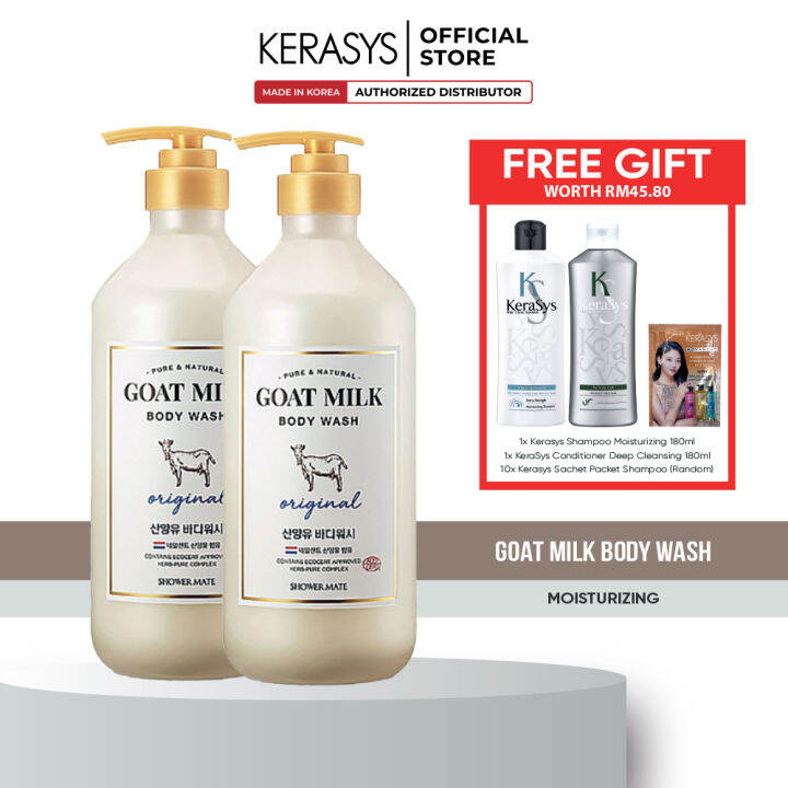 Shower Mate Goat Milk Body Wash Original & Nourishing 2x800ml (Free 1x ...