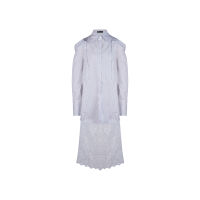 SHU APPAREL ASYMMETRICAL LACE SHIRT DRESS - BLUE