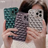 For iPhone 13 Pro Fashion Diamond Plating Pattern Soft Silicone Case For iPhone 11 12 X XR XS Max 7 8 Plus Lens Protection Cover