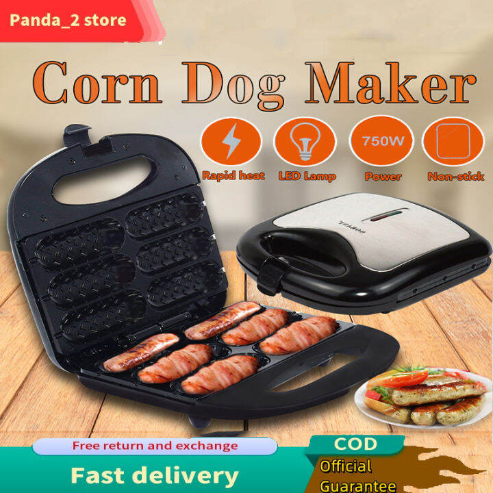 Original Electric Hotdog Waffle Maker Pan (Black) Easy Clean, NonStick
