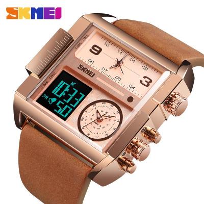 SKMEI New Men Fashion Watches Sports Military Watches Leather Quartz Waterproof Digital Wristwatches Male Clock 1391
