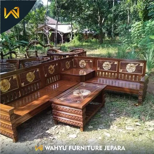 Meja Kursi Tamu Jati Ruang L Sudut Furniture Lancar Mebel Asli Jepara Lazada Indonesia 