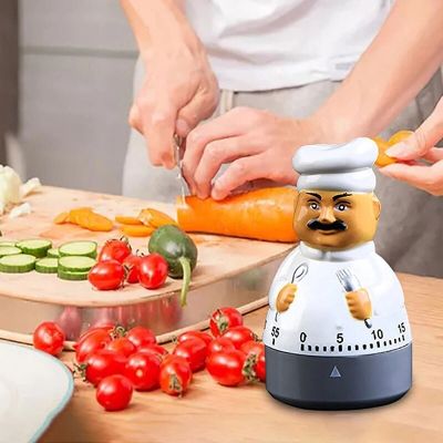 Cartoon Chef Mechanical Kitchen Timer Mini Alarm Clock Kitchen Supplies with Alarm Kitchen Equipment