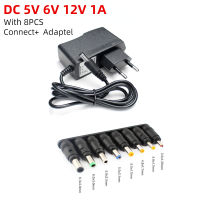 5V 6V 12V 1A AC/DC อะแดปเตอร์จ่ายไฟ 220V ถึง 6V หม้อแปลงไฟฟ้าแสงสว่างพร้อมปลั๊กต่ออะแดปเตอร์จ่ายไฟอเนกประสงค์ 8 ชิ้น-Tieopp