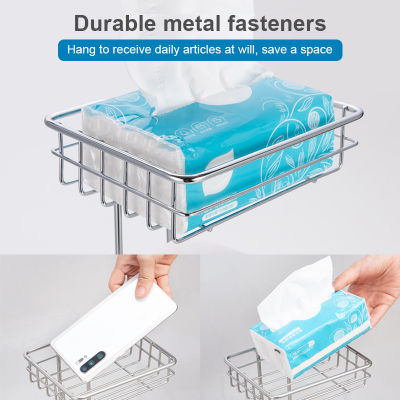 【cw】Bathroom Toilet Paper Holder Stainless Steel Paper Roll Rack Multifunctional Storage Shelf Holds Cell Phone Bathroom Accessories ！