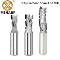 Vsharp Diamond Spiral Milling Cutter PCD Corn End Mill แกะสลัก Slotting เครื่องมือ CNC สำหรับ Silicate Board Anti-Bite MDF Solid Wood