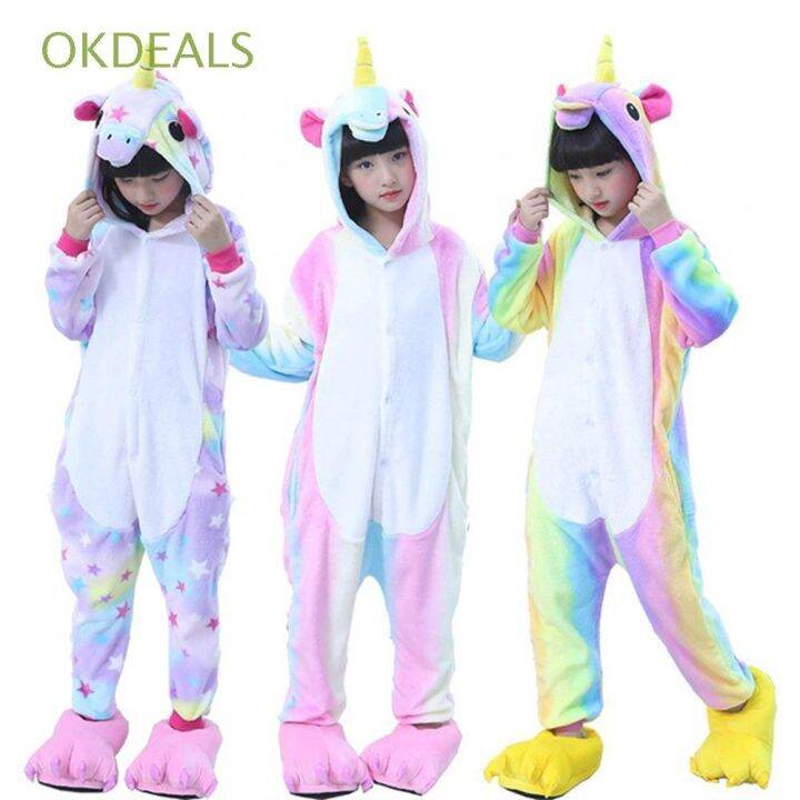 okdeals-ชุดนอนลายยูนิคอร์นสีรุ้งสำหรับเด็ก