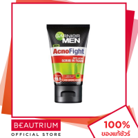 GARNIER Men Acnofight Anti-Acne Scrub In Foam โฟมล้างหน้า 100ml BEAUTRIUM บิวเทรี่ยม การ์นิเย่