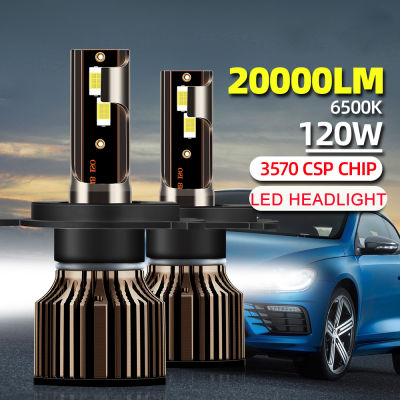 รถ H4 20000LM ไฟหน้ารถมอเตอร์ไซค์แบบ LED ไฟ LED 120W 6500K ชิป CSP ไฟตัดหมอกลำแสงต่ำสูงต่ำสำหรับรถยนต์12V-24V