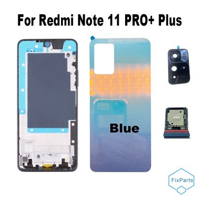 ปลอกหุ้มแบบเต็มสำหรับ Xiaomi Redmi Note 11 Pro + Plus ฝาหลังปิดโทรศัพท์หลังเคสด้านหลังกรอบกลาง + ปุ่มปรับระดับเสียงกระจกกล้องถ่ายรูปถาดใส่ซิม