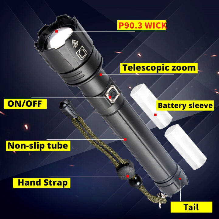 powerful-xhp90-3-led-flashlight-usb-rechargeable-tactical-flashlight-zoom-torch-lantern-for-outdoor-camping-fishing-hiking