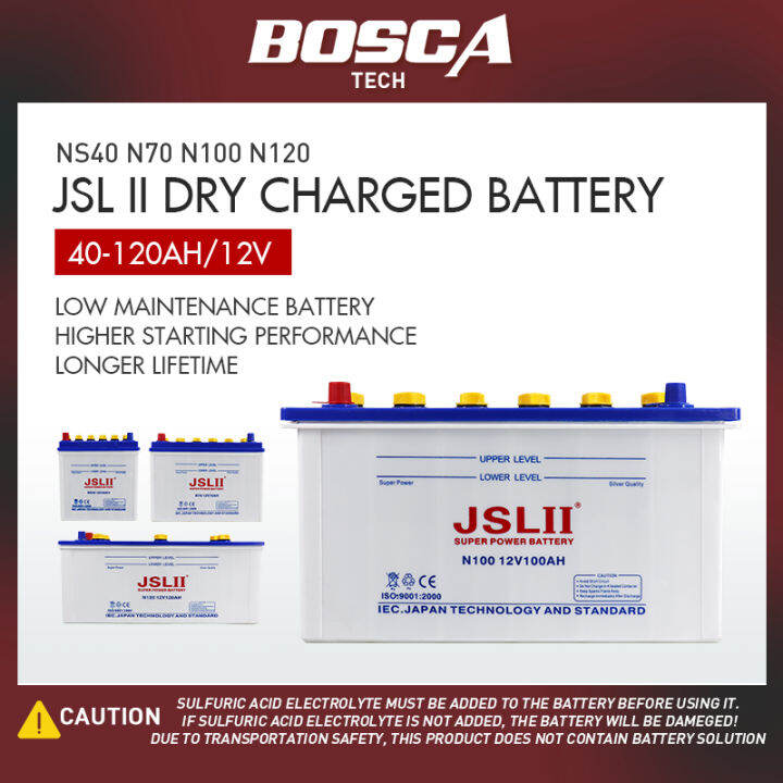 JSL II Dry Charged Battery NS40 40Ah N70 70Ah N100 100Ah N120 120Ah 12V