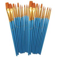 Acrylic Paint Brush Set 2Packs/20 Pcs Nylon Hair Brushes For All Purpose Artists Oil Paint Brush Set Flat Brush Acrylic DIY