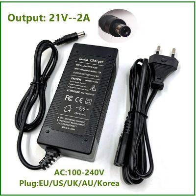 อะแดปเตอร์แปลง AC คุณภาพสูง100V-240V DC 21V 2A แหล่งจ่ายไฟ EU เราสหราชอาณาจักรปลั๊กที่ชาร์จ AU สำหรับโทรศัพท์มือถือแบตเตอรี่18650