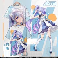 NEW Vtube Virtual Anchor Asoul Xiang Night Idol Girl Group Product T-shirt 2d Cos Short Sleeve Clothing